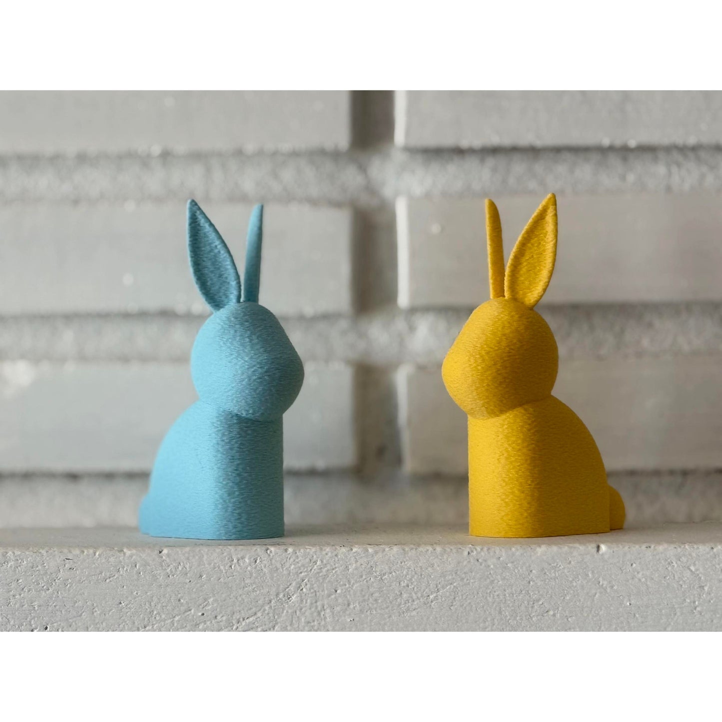 Set of 2 Modern Bunny Figurines – Minimalist Spring Decor – Choose Pastel Blue & Yellow or White & Pastel Pink - Home Easter Decorations