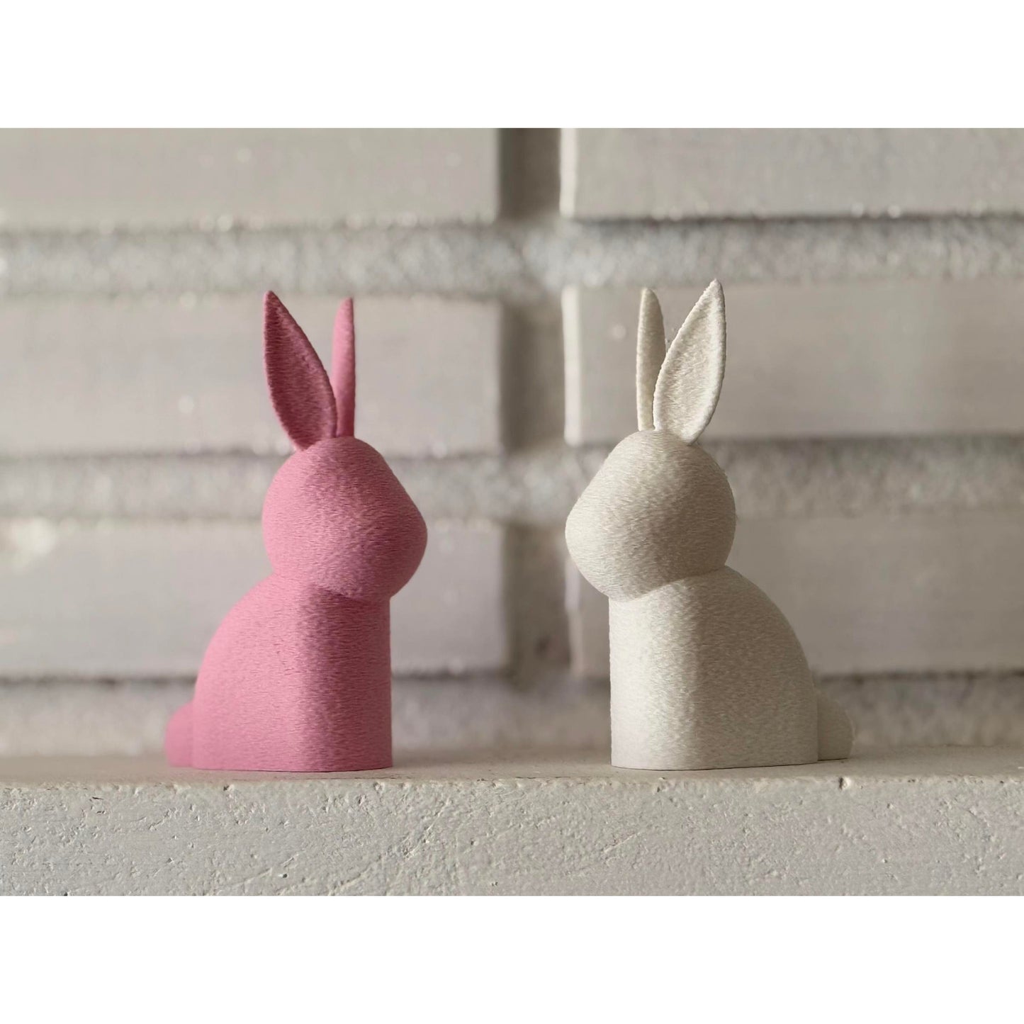 Set of 2 Modern Bunny Figurines – Minimalist Spring Decor – Choose Pastel Blue & Yellow or White & Pastel Pink - Home Easter Decorations