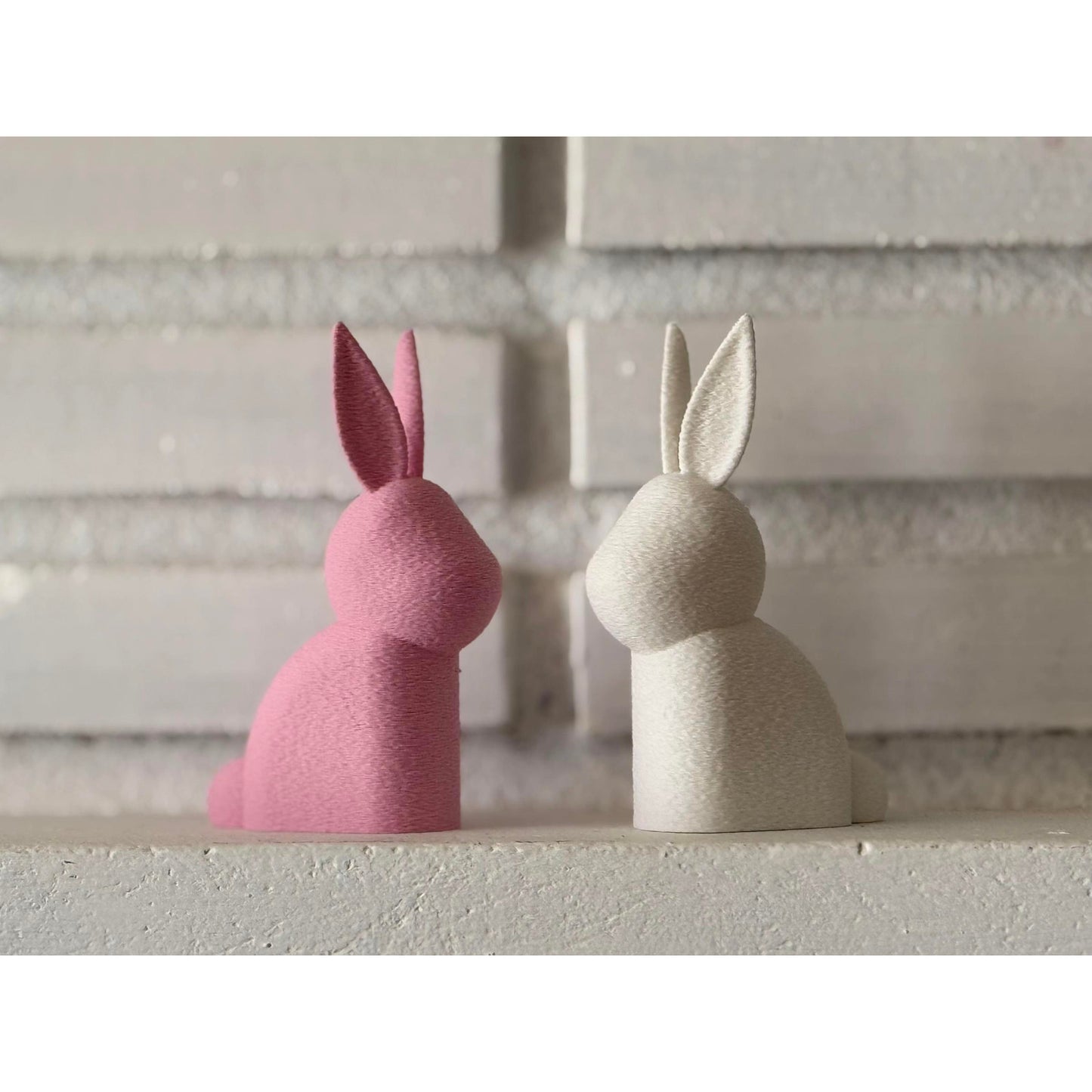 Set of 2 Modern Bunny Figurines – Minimalist Spring Decor – Choose Pastel Blue & Yellow or White & Pastel Pink - Home Easter Decorations