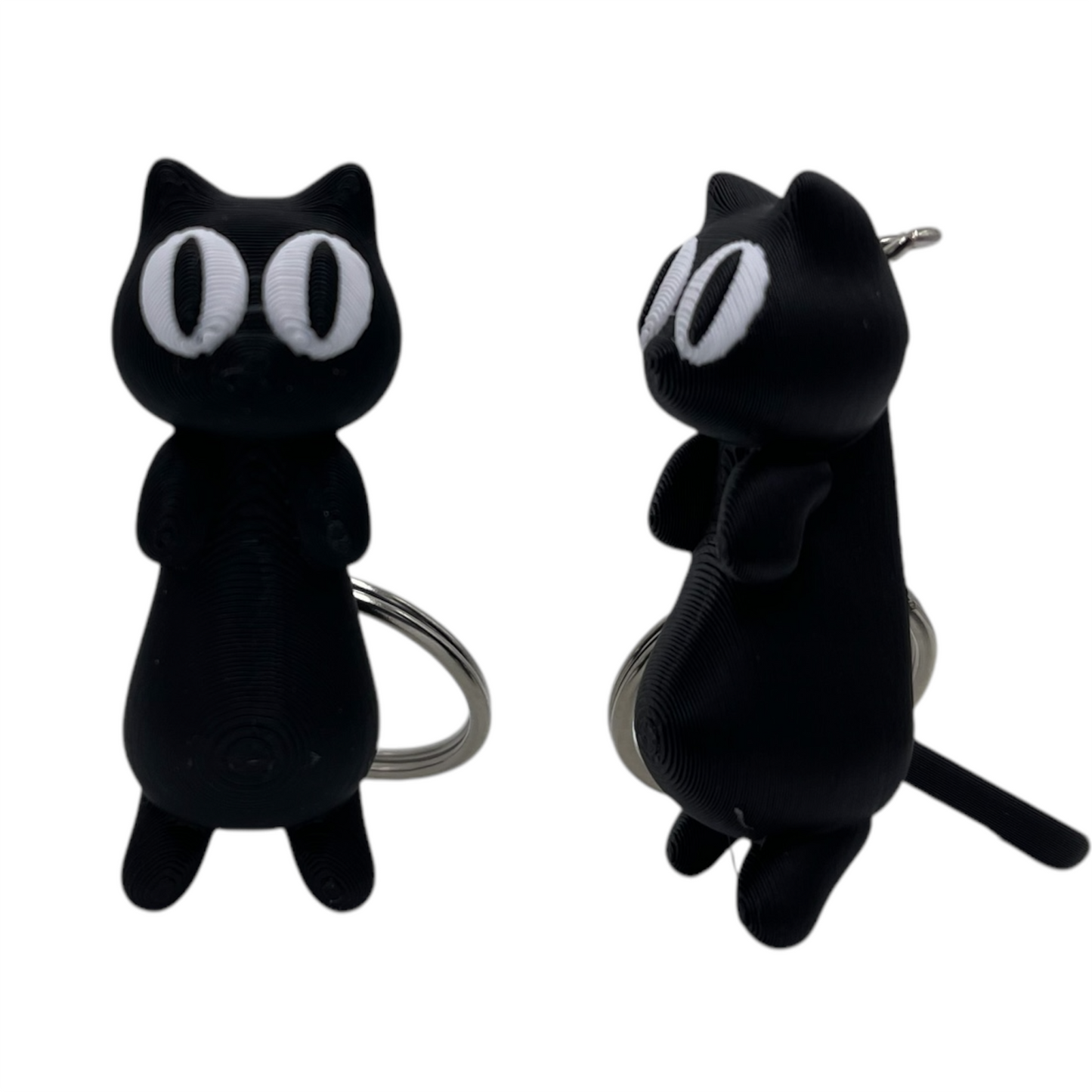 Flexible Tail Black Cat Keychain Pair – 3D Printed Cat Keychains with Moving Tails – Cute & Unique Gift for Cat Lovers