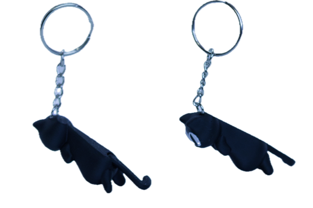 Flexible Tail Black Cat Keychain Pair – 3D Printed Cat Keychains with Moving Tails – Cute & Unique Gift for Cat Lovers