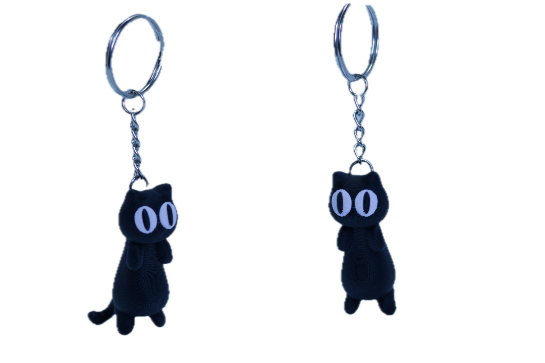 Flexible Tail Black Cat Keychain Pair – 3D Printed Cat Keychains with Moving Tails – Cute & Unique Gift for Cat Lovers