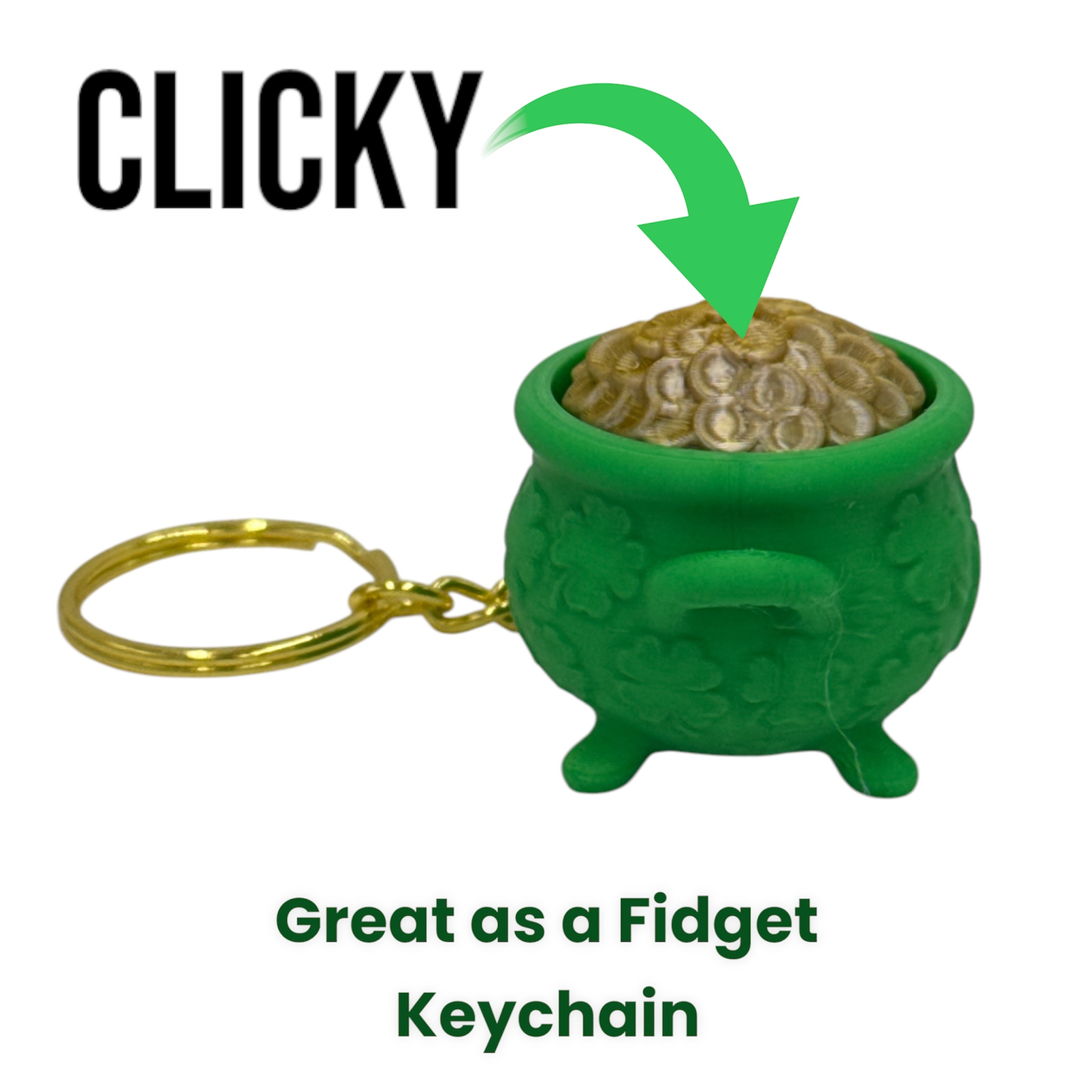 Lucky Pot of Gold Fidget Keychain – Stress Relief on the Go! - Fun Fidget Bag Charm for St. Patrick's Day